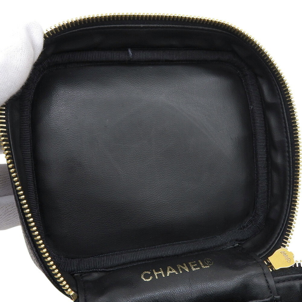 CHANEL Black Caviar Leather Logo Vanity Bag - Picture 8 of 9